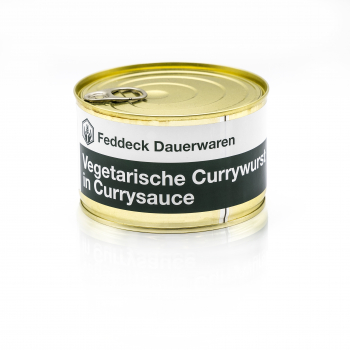 Ready meal tin of vegetarian currywurst with curry sauce, 400 g